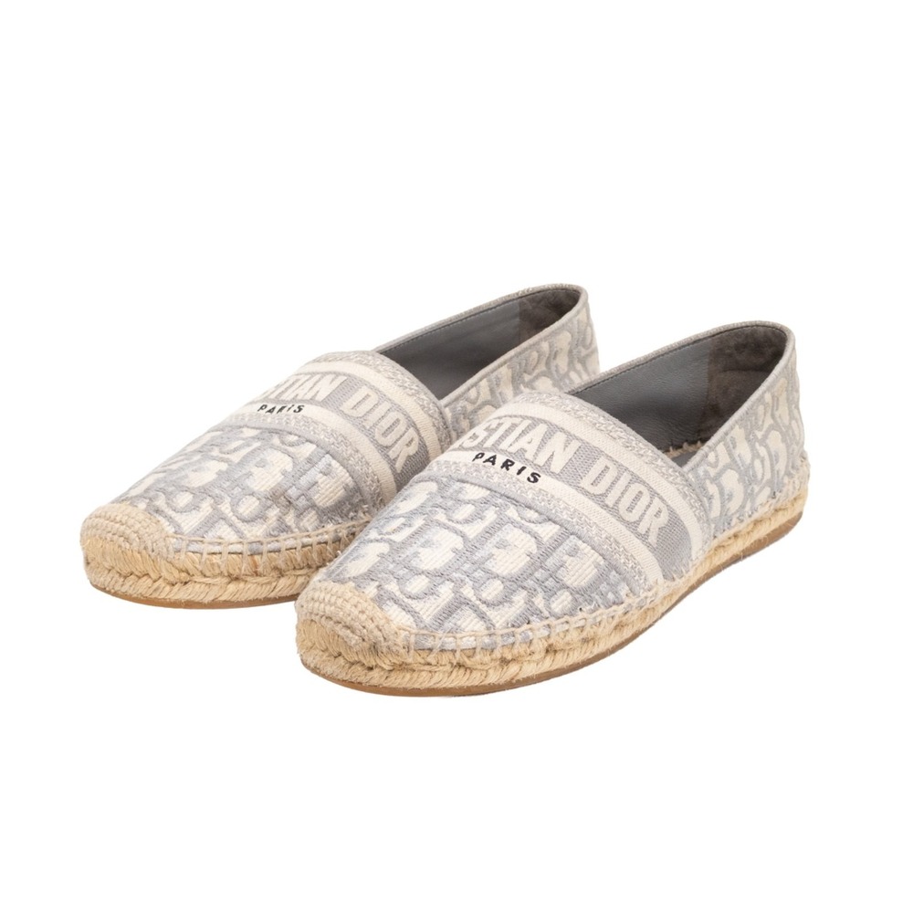 Christian Dior Granville Oblique Espadrilles Gray Canvas Flats EU 38.5 US 8 - Picture 4 of 16